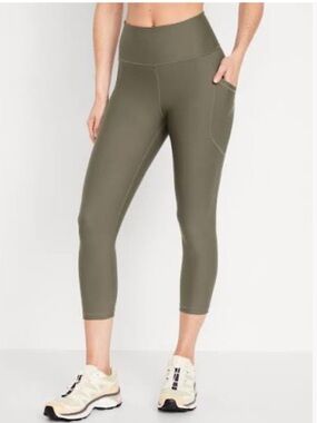 Old Navy High-Waisted PowerSoft Crop Pocket Leggings Heritage Green